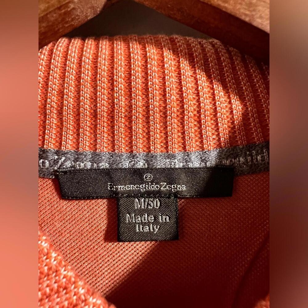 Ermenegildo Zegna Peach Polo Golf Shirt Short Sleeve Size Medium NWOT - Picture 2 of 3